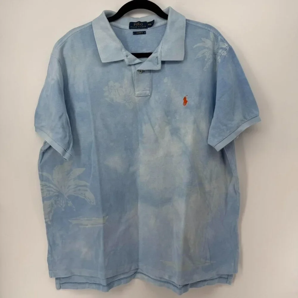 Polo Ralph Lauren Blue Dip Dyed Custom Fit Mesh Shirt 2XL